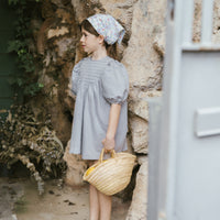 VESTIDO SMOCK LINO AZUL PIEDRA