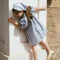 VESTIDO SMOCK LINO AZUL PIEDRA