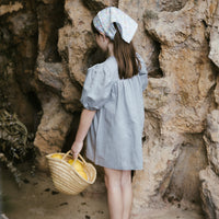 VESTIDO SMOCK LINO AZUL PIEDRA