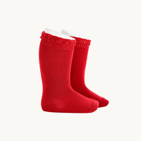 CALCETÍN ALTO PUNTILLA - RED VELVET