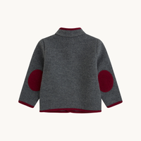 CHAQUETA AUSTRIACA GRIS MEDIO Y BURDEOS