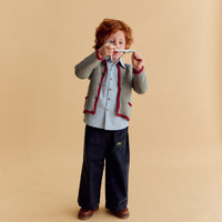 Pantalon Ollie Velours Bleu Brodé Dinosaure