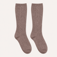 CHAUSSETTE HAUTE CÔTELÉE - MARRON