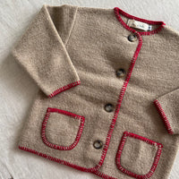 CHAQUETA LANA BEIGE Y ROJO
