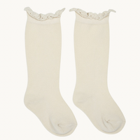 CALCETÍN ALTO PUNTILLA - LINO