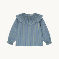 BLUSA OLIVA RAYAS AZUL Y VERDE