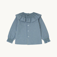 BLUSA OLIVA RAYAS AZUL Y VERDE