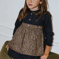 Vestido Gabriela espiga azul y flor