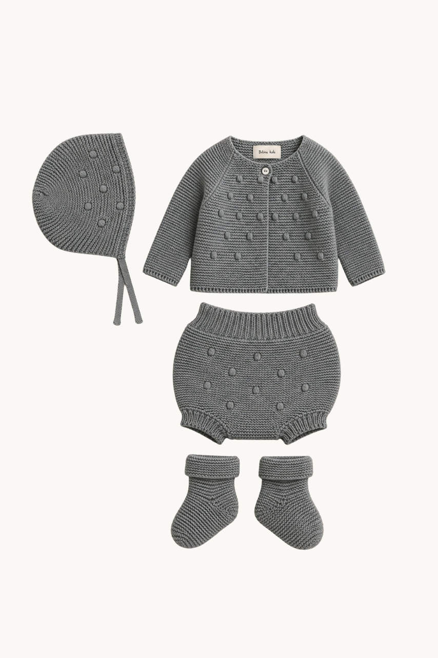 Chaussons Bébé Tricot Gris