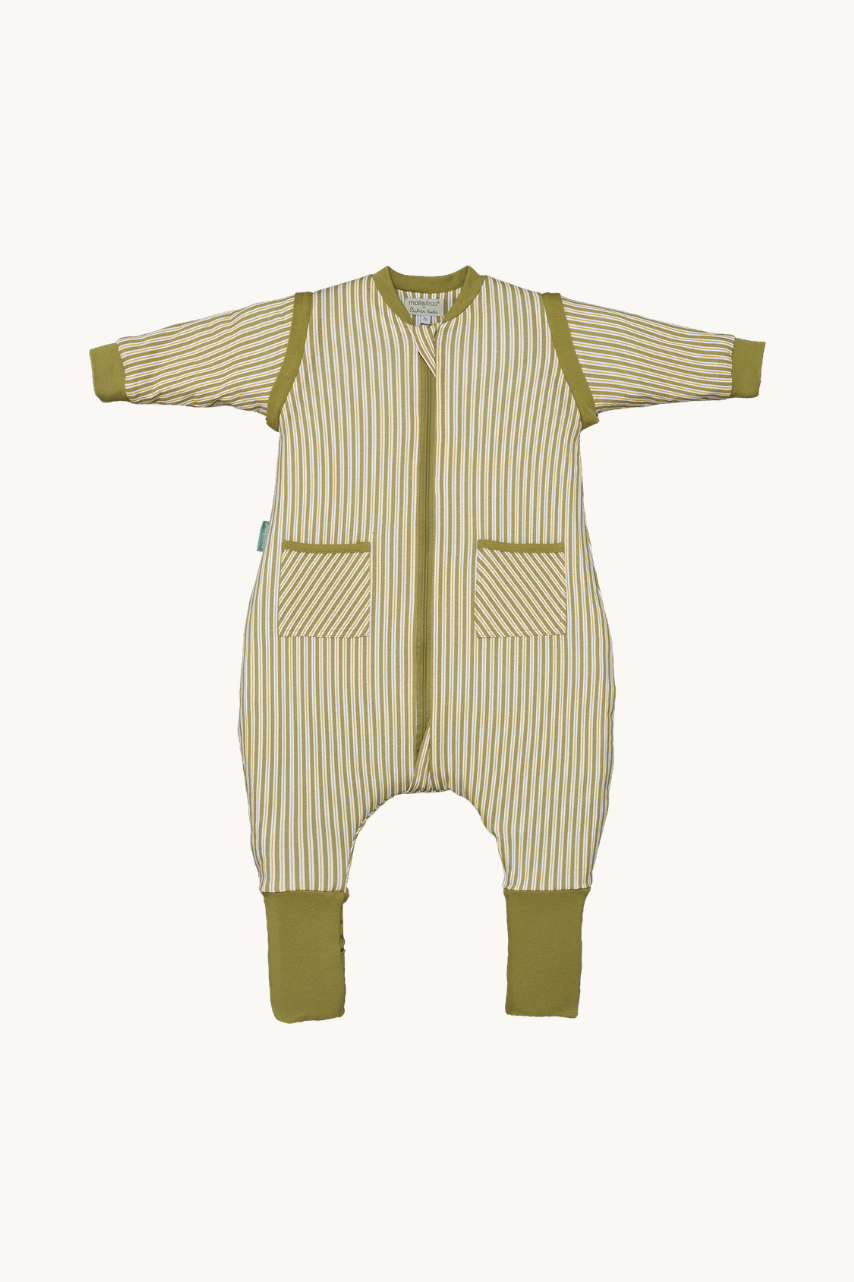 PIJAMA MANTA CON MANGAS Y CALCETINES ANTIDESLIZANTES - OLIVE GREEN STRIPES