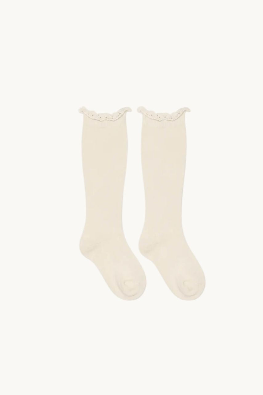 CHAUSSETTE HAUTE DENTELLE - LIN