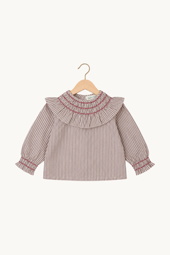 Olivia Baby Blouse in Burgundy Stripe