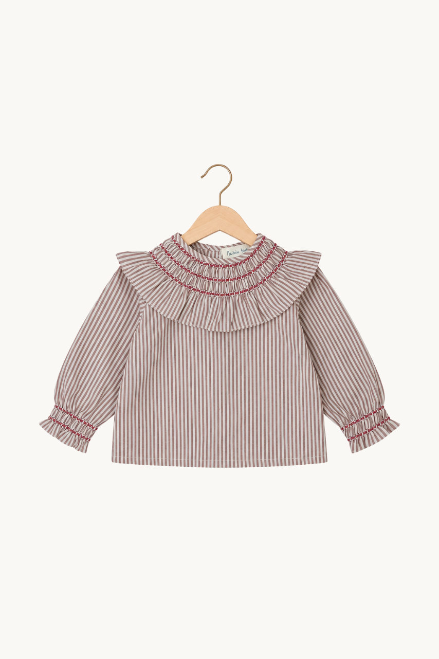 Blusa Bebé Oliva Rayas Burgundy