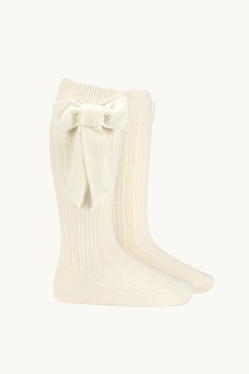 CALCETÍN ALTO LAZO TERCIOPELO COQUETTE - CAVA