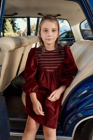 VESTIDO VITTORIA TERCIOPELO BORGOÑA