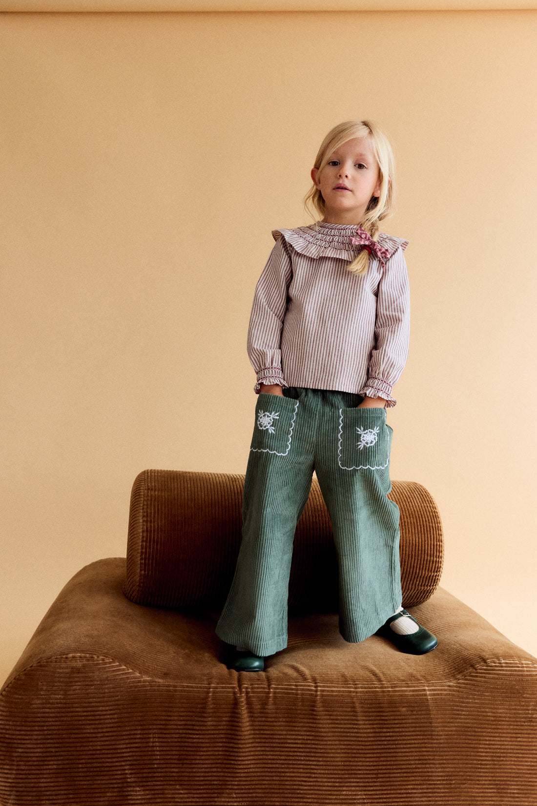 Pantalón Ollie Pana Verde Bordado Bolsillo