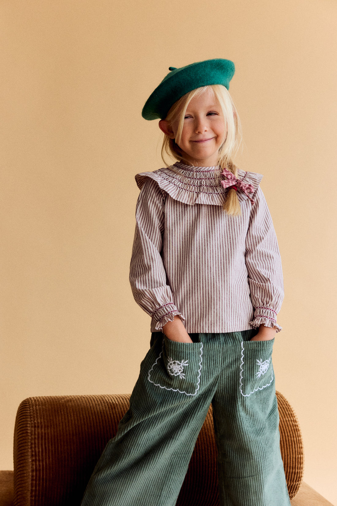 Pantalón Ollie Pana Verde Bordado Bolsillo