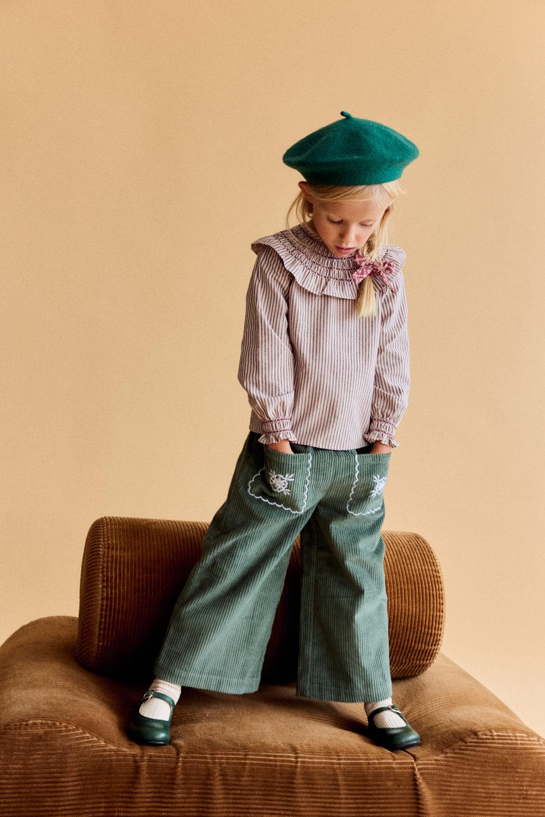 Pantalón Ollie Pana Verde Bordado Bolsillo