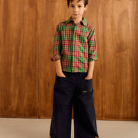 Pantalon Ollie Velours Bleu Brodé Dinosaure