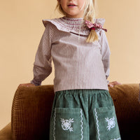 Blusa Niña Oliva Rayas Burgundy