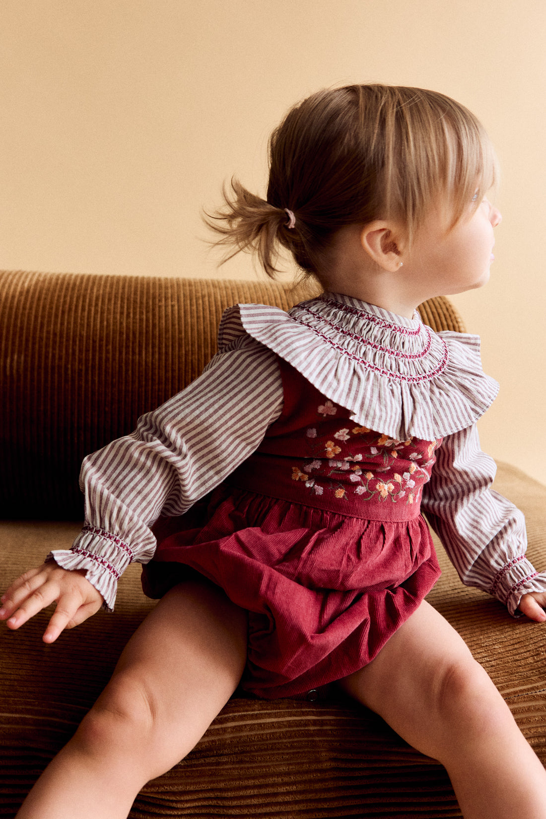 Blusa Bebé Oliva Rayas Burgundy
