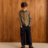 Pantalon Ollie Velours Bleu Brodé Dinosaure