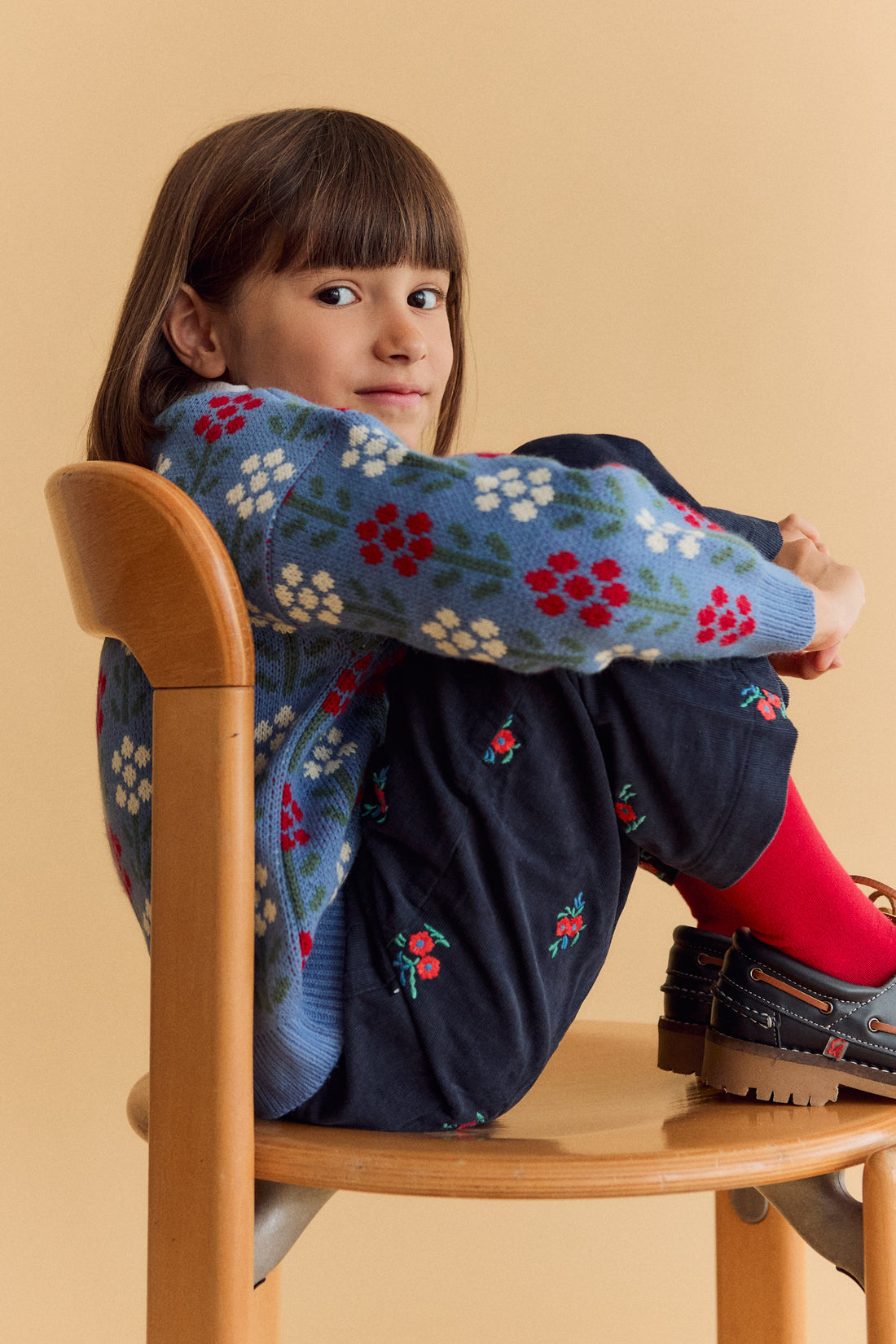 Pantalón Ollie Pana Azul Bordado Flor