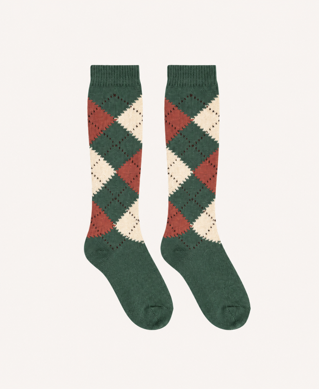 CHAUSSETTE HAUTE LOSANGES - VERT SAPIN