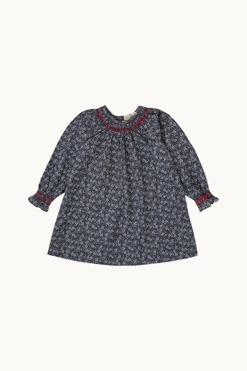 VESTIDO SMOCK FLOR MARINO