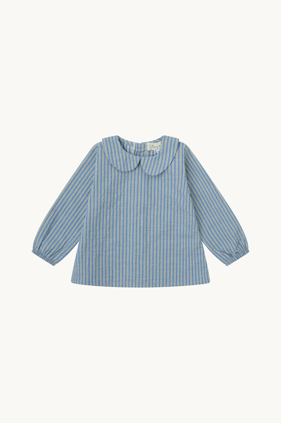 BLUSA CUELLO BEBÉ RAYAS AZUL Y VERDE