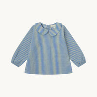 BLUSA CUELLO BEBÉ RAYAS AZUL Y VERDE