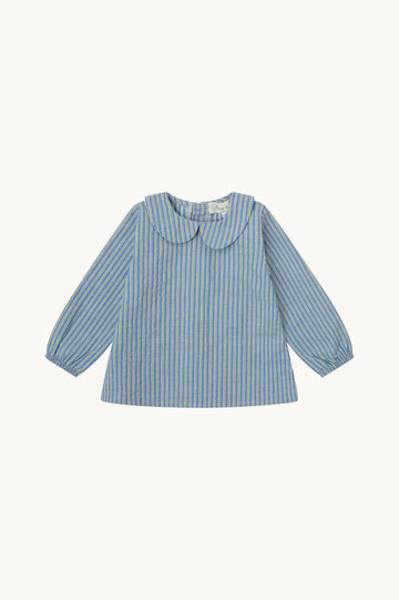 BLUSA CUELLO BEBÉ RAYAS AZUL Y VERDE