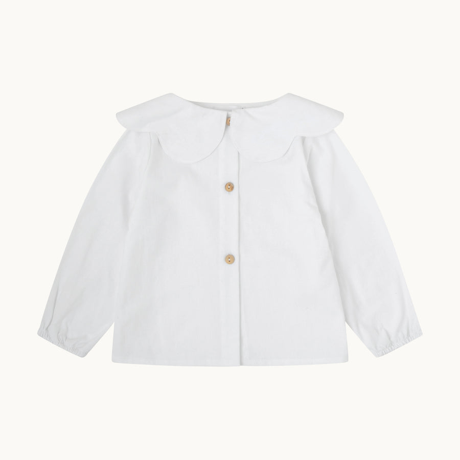 Blusa flor-Oxford blanco