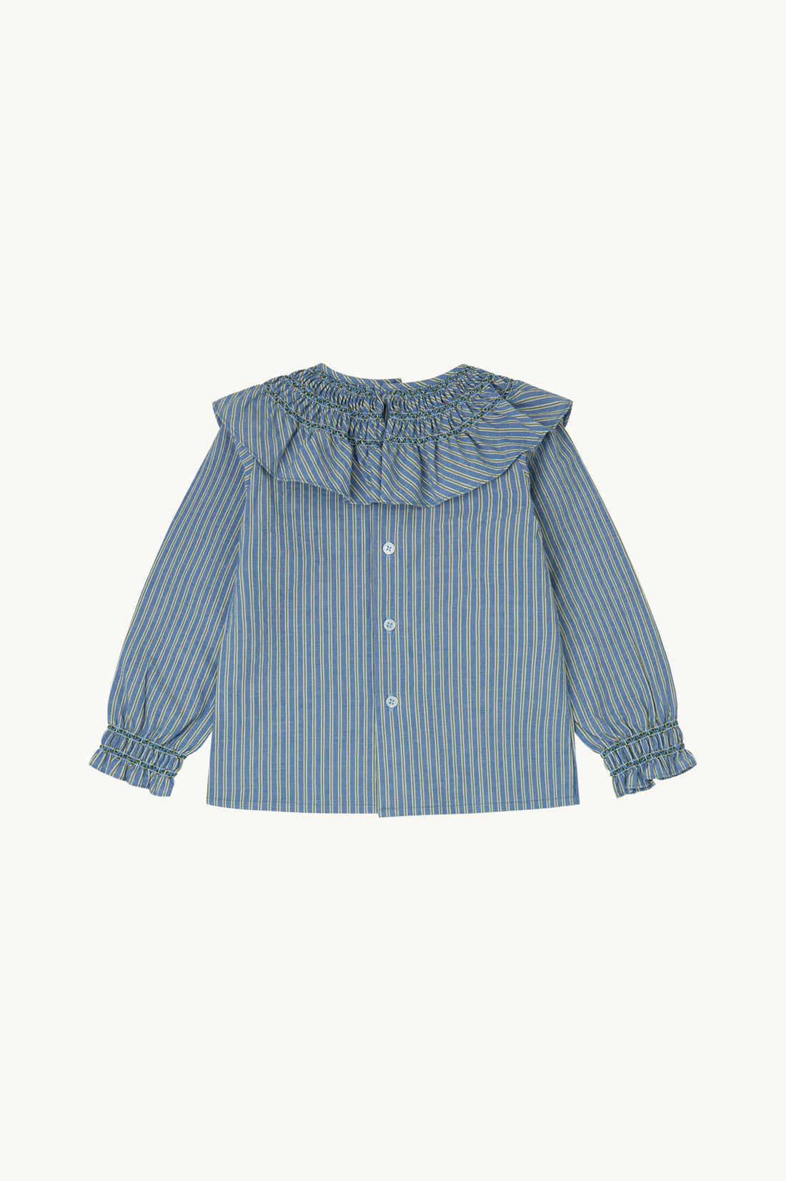 BLUSA OLIVA RAYAS AZUL Y VERDE
