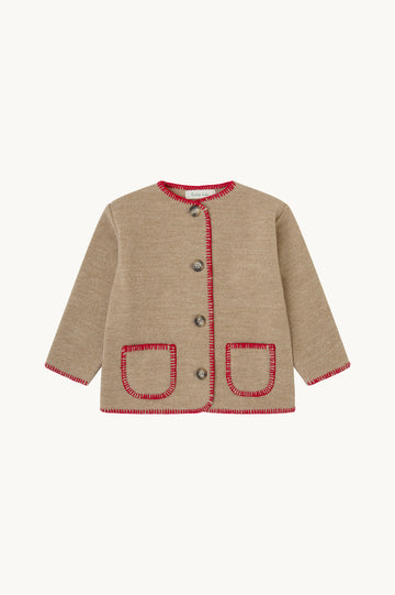 CHAQUETA LANA BEIGE Y ROJO