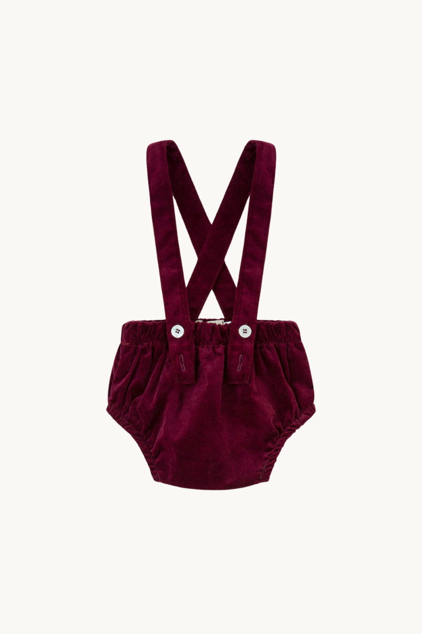 Luca Burgundy Baby Bloomers with Braces
