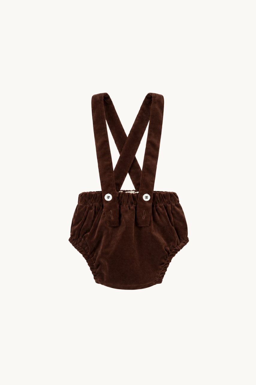 Luca Brown Corduroy Baby Bloomers with Braces