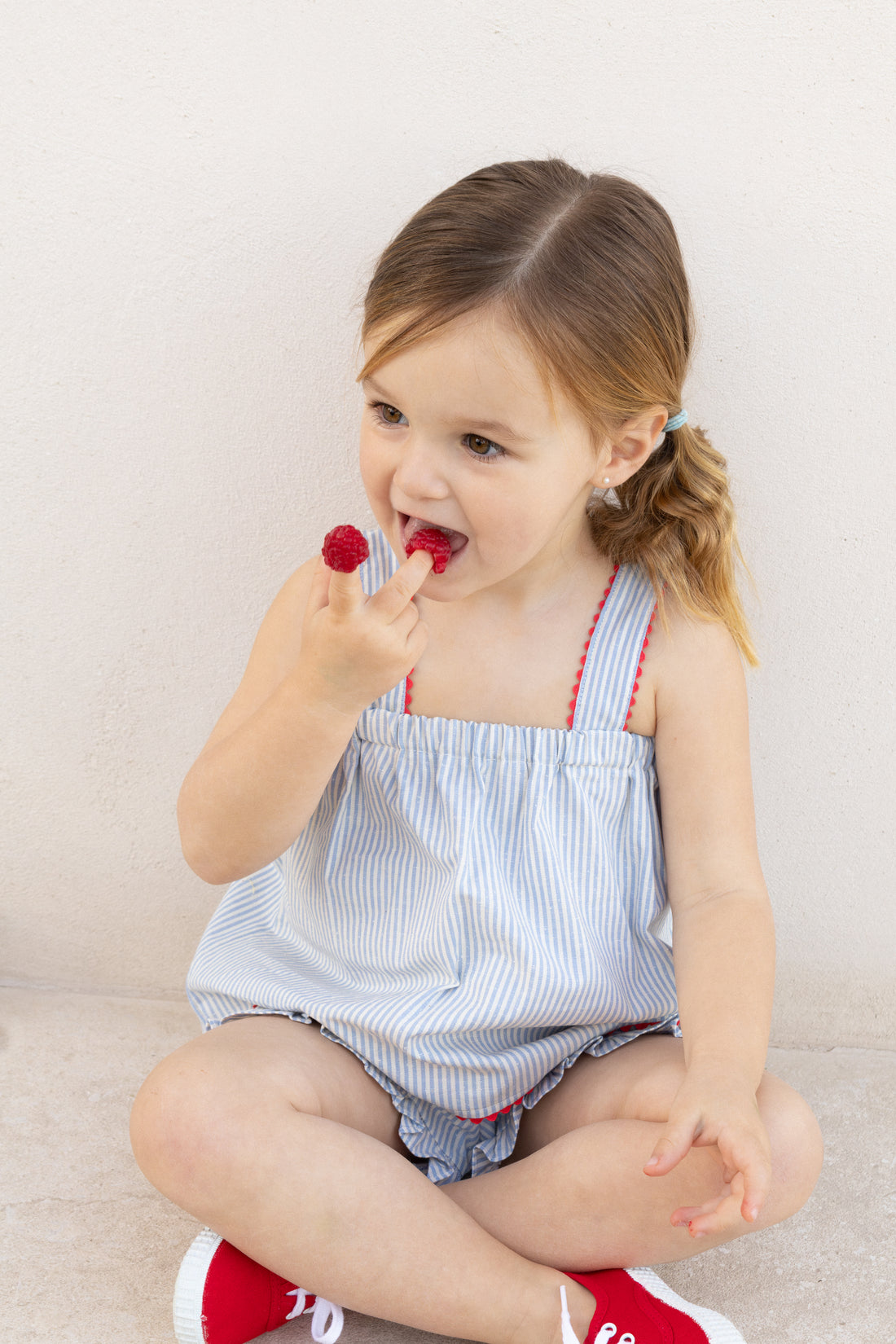 TOP CRETA RAYAS AZUL