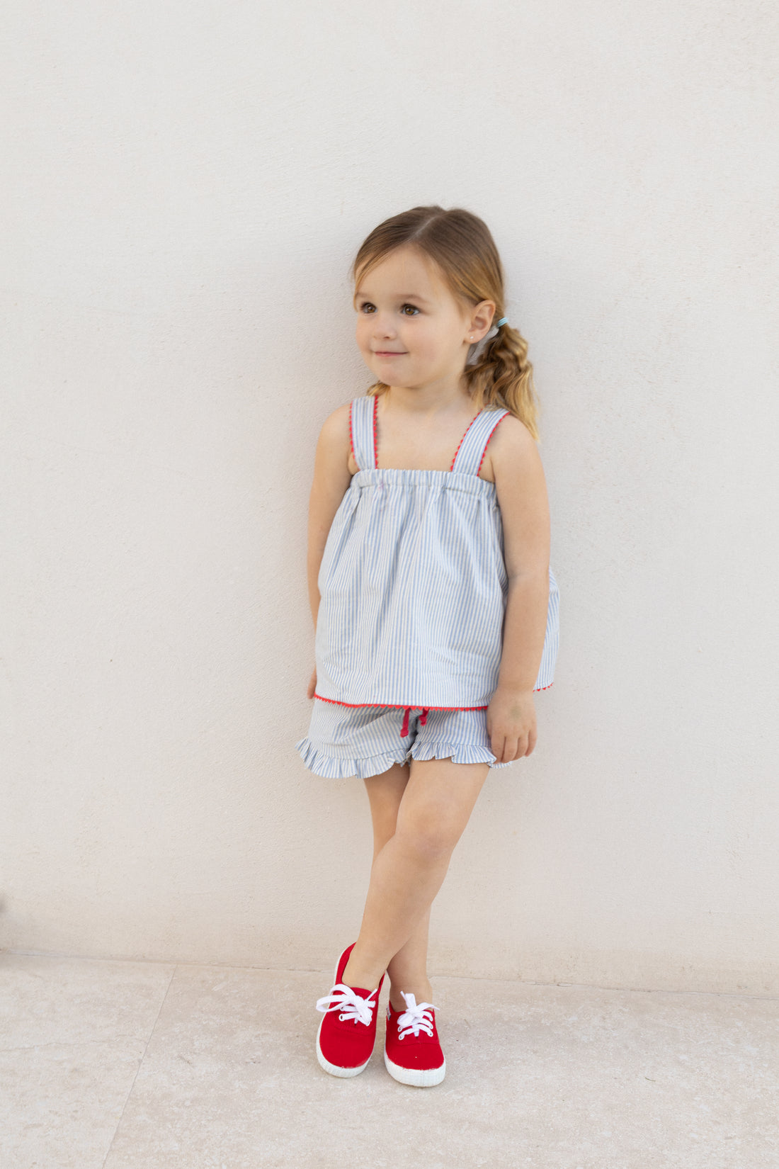 TOP CRETA RAYAS AZUL