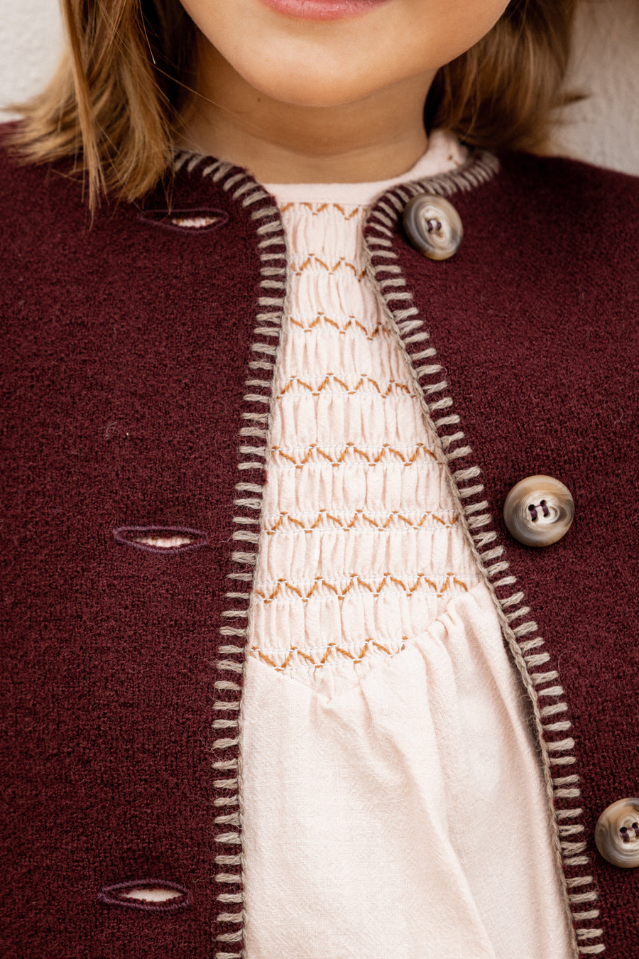 CHAQUETA LANA VINO Y VISÓN