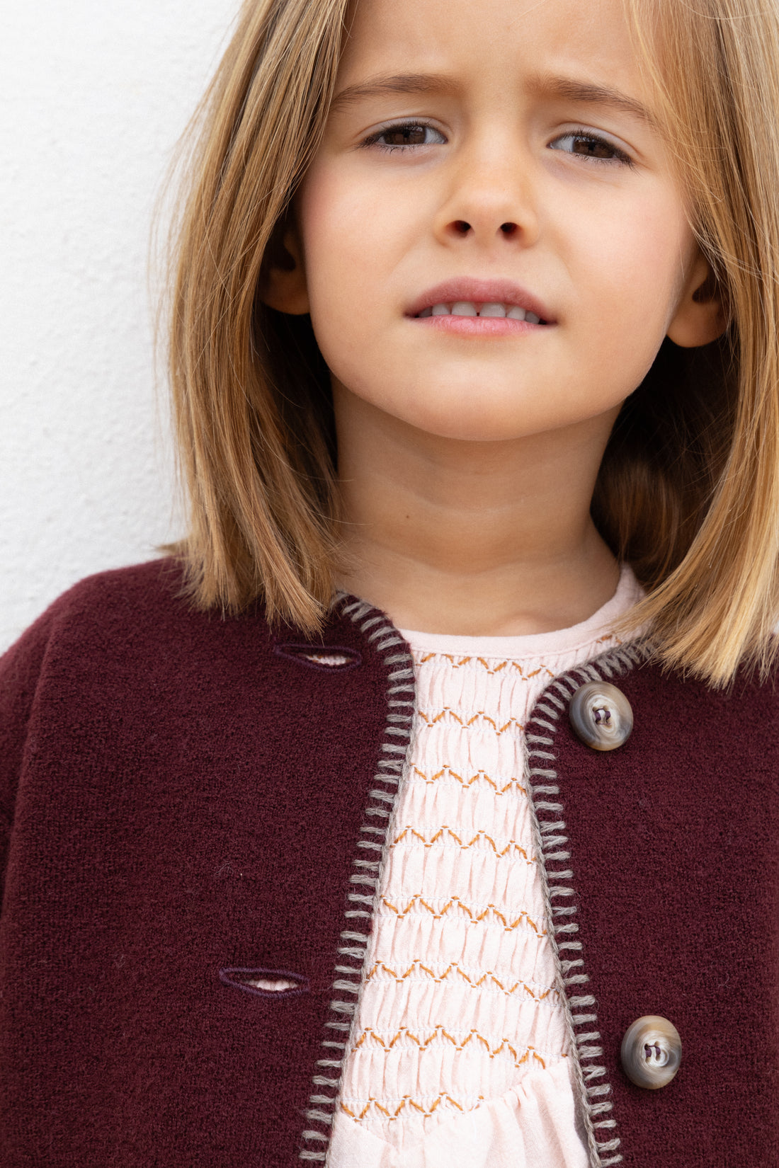 CHAQUETA LANA VINO Y VISÓN