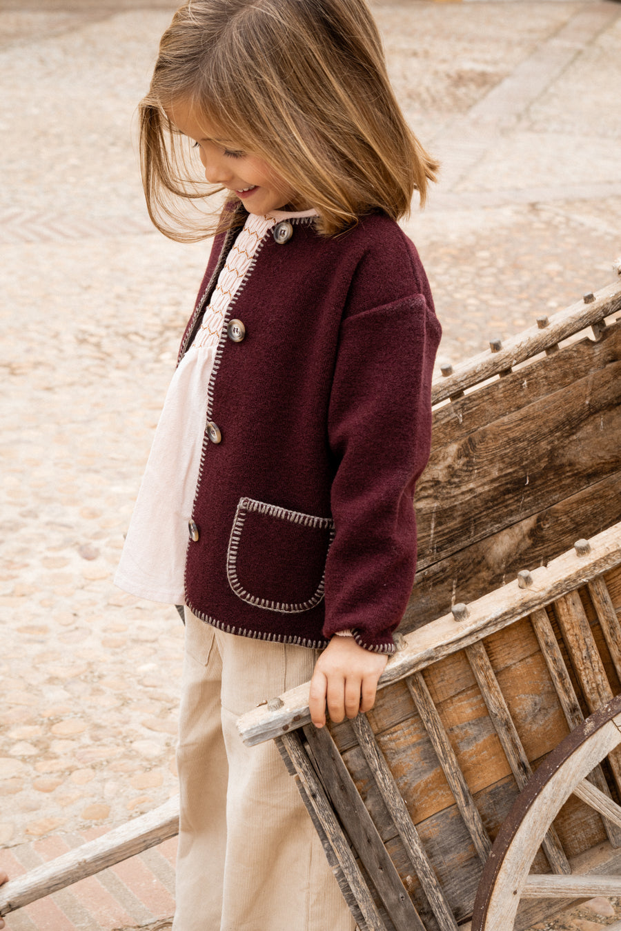 CHAQUETA LANA VINO Y VISÓN