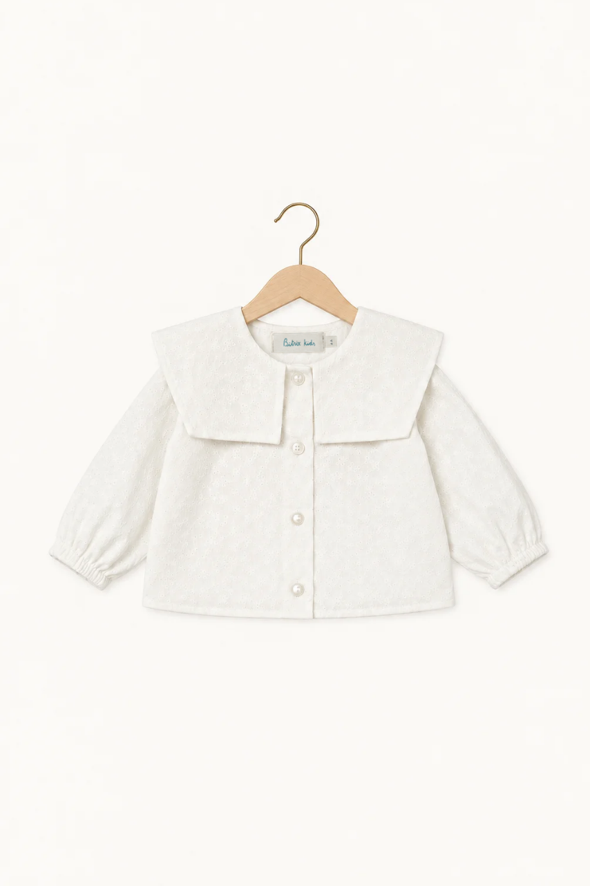 Blouse Bébé Marine Fleur Brodée