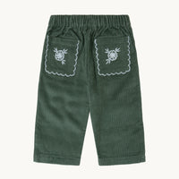Pantalón Clio Pana Verde Bordado Bolsillo