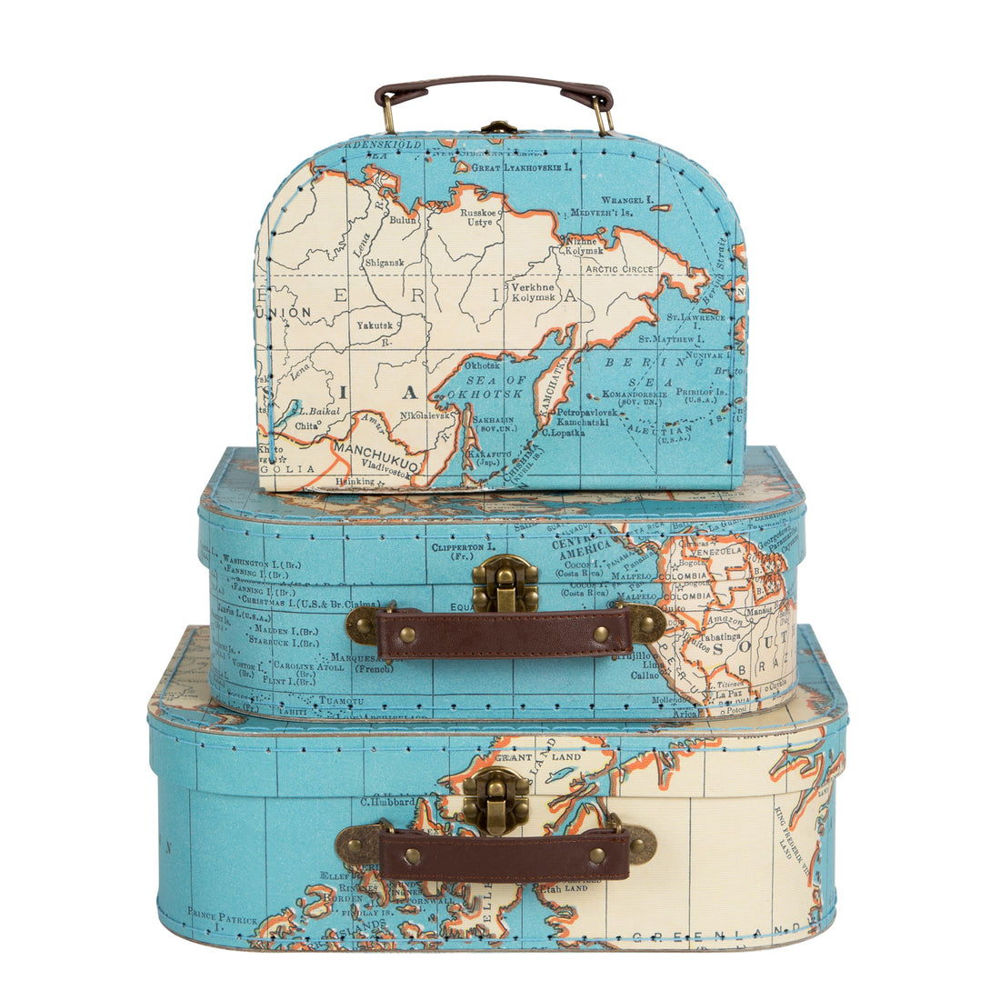 Vintage map suitcases