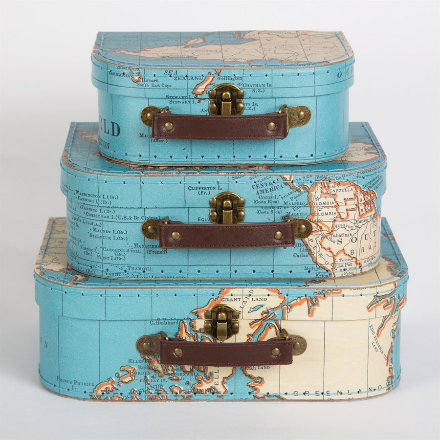 Vintage map suitcases