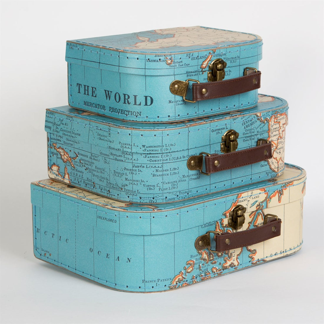 Vintage map suitcases