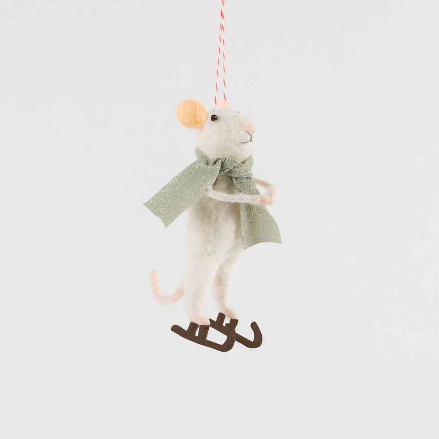 Ice skating wonderland mouse felt decoration