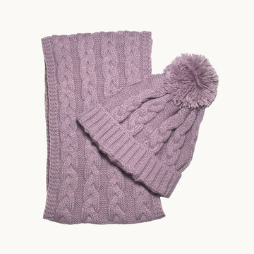 Conjunto bufanda y gorro - violeta