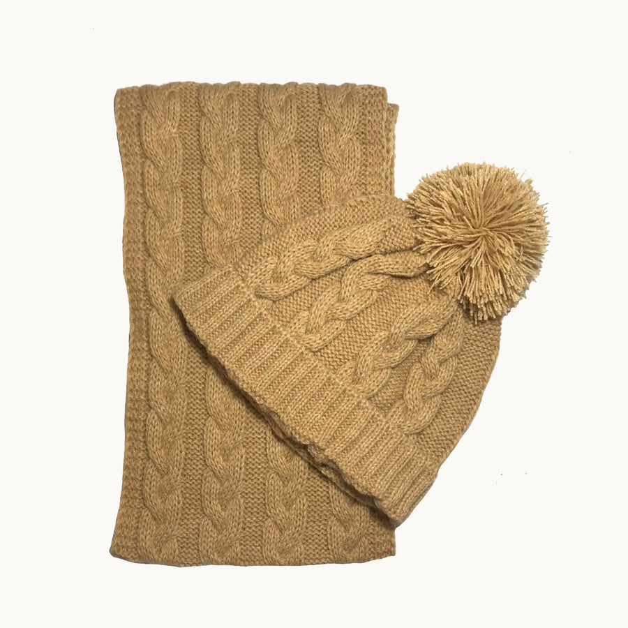 Conjunto bufanda y gorro - mostaza